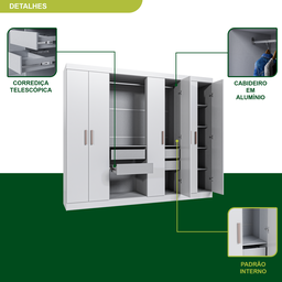 Guarda Roupa Casal 8 Portas 4 Gavetas Paris Espresso Móveis - 8