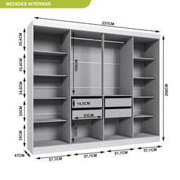 Guarda Roupa Casal 8 Portas 4 Gavetas Paris Espresso Móveis - 6