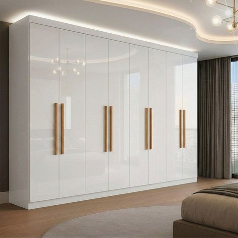 Guarda Roupa Casal 8 Portas 4 Gavetas Paris Espresso Móveis Branco