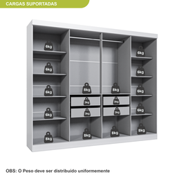 Guarda Roupa Casal 8 Portas 4 Gavetas Paris Espresso Móveis - 7