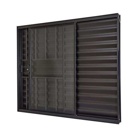 Janela de Alumínio Veneziana 100x150cm 3 Folhas Com Grade e Com Vidro Liso Ultra Ramassol