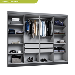 Guarda Roupa Casal 8 Portas 4 Gavetas Paris Espresso Móveis - 2