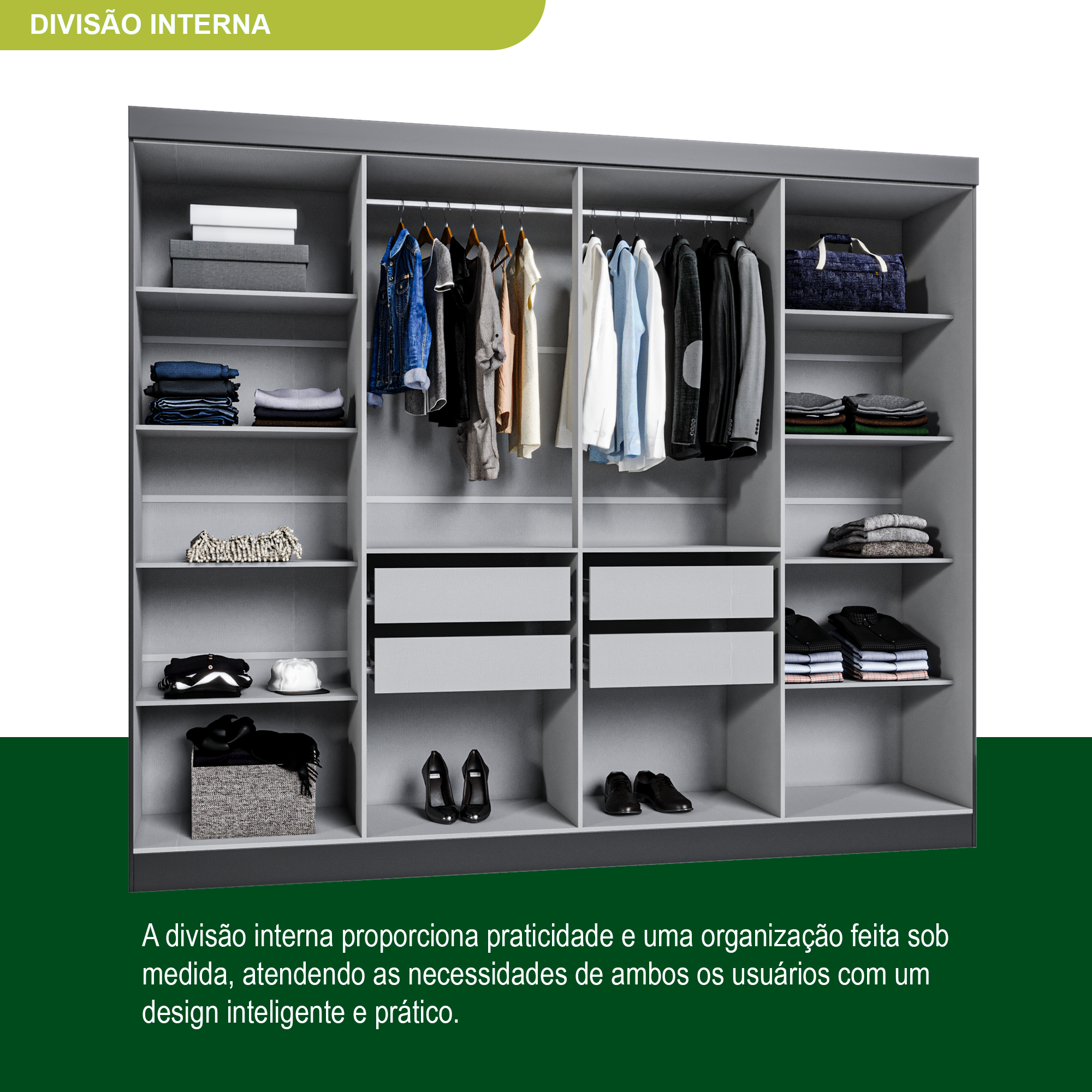 Guarda Roupa Casal 8 Portas 4 Gavetas Paris Espresso Móveis - 12