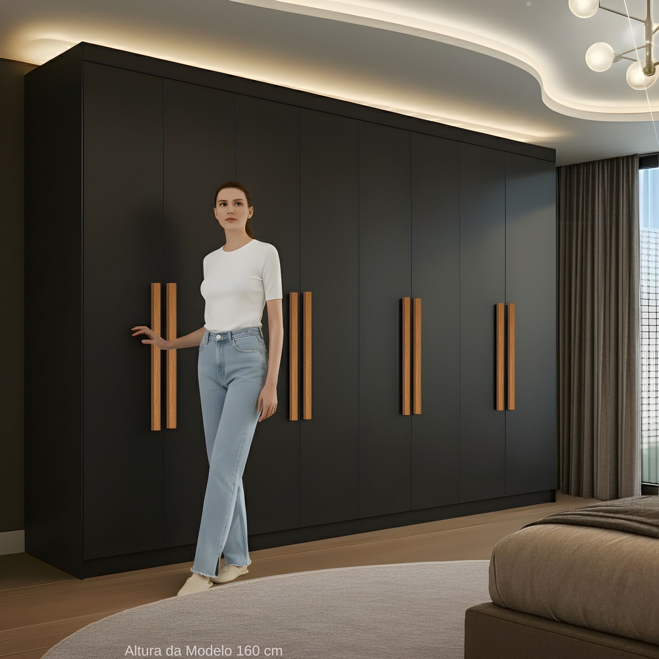Guarda Roupa Casal 8 Portas 4 Gavetas Paris Espresso Móveis Preto