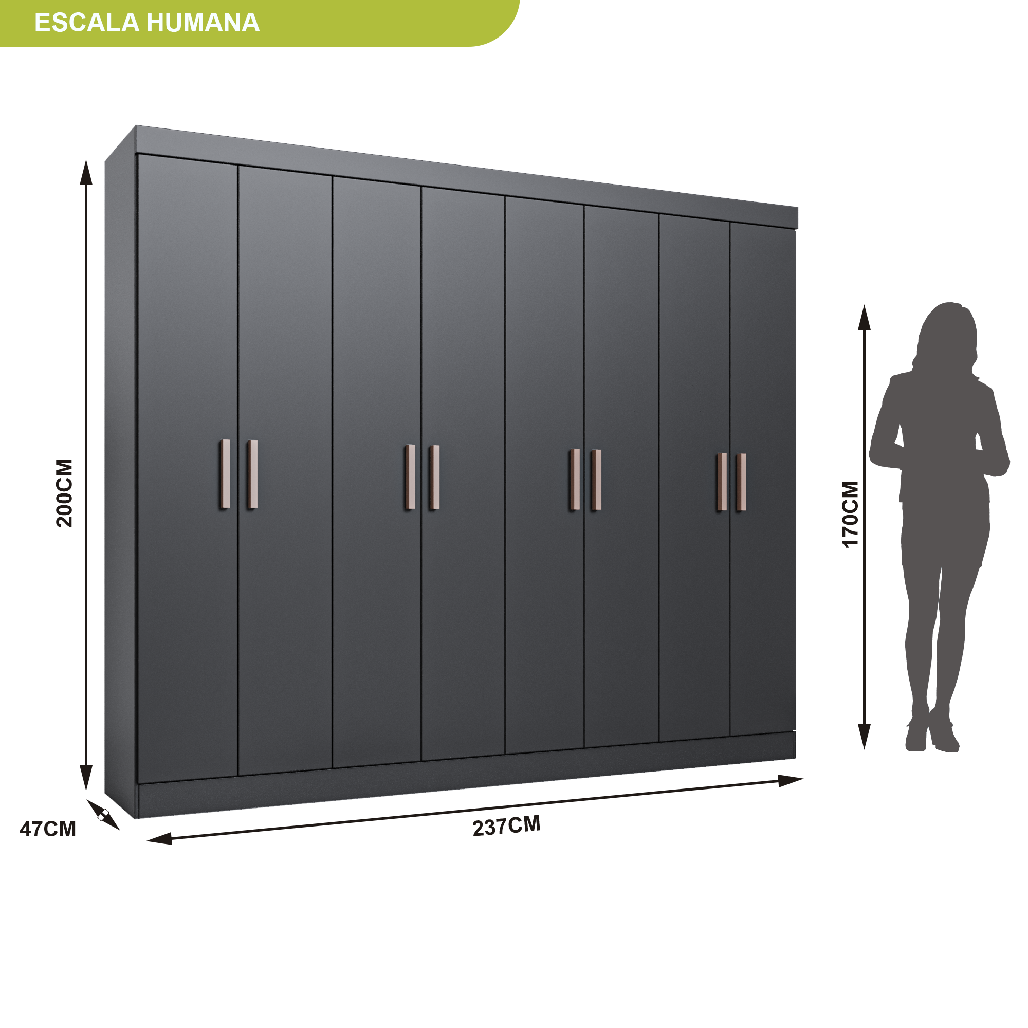 Guarda Roupa Casal 8 Portas 4 Gavetas Paris Espresso Móveis - 5