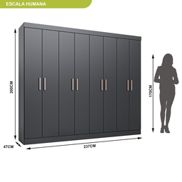 Guarda Roupa Casal 8 Portas 4 Gavetas Paris Espresso Móveis - 5