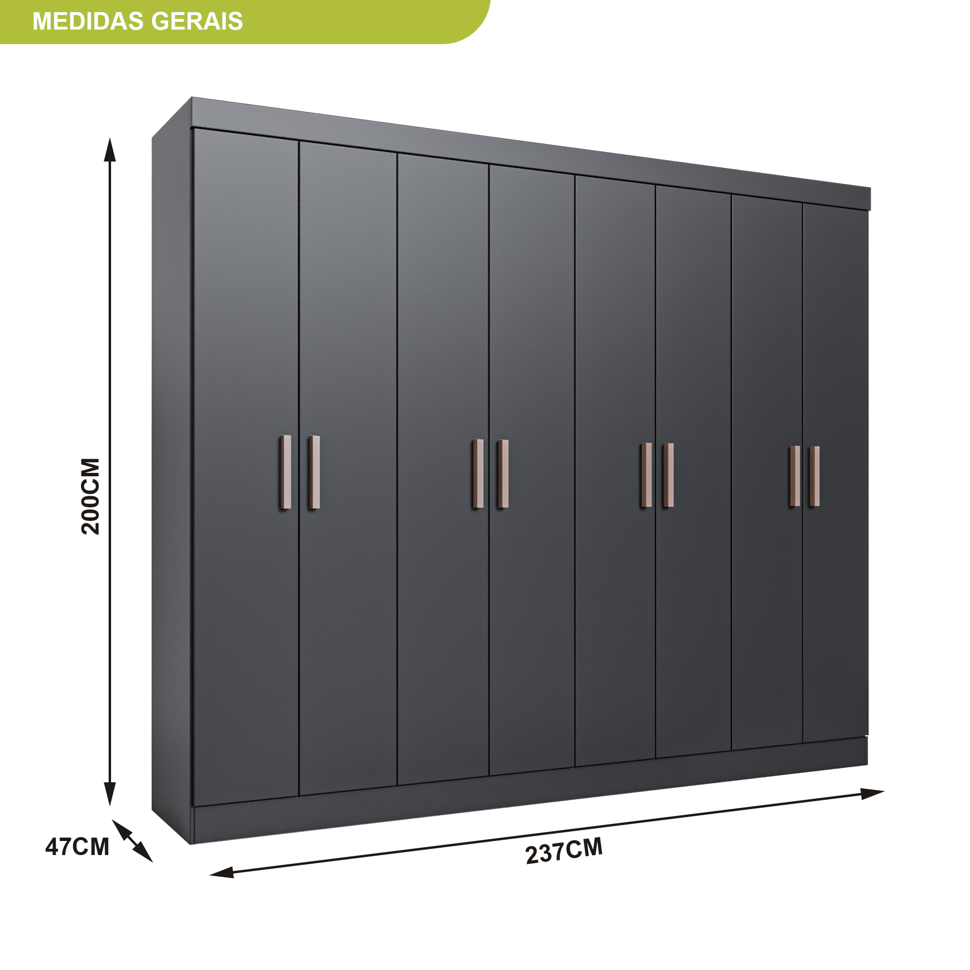Guarda Roupa Casal 8 Portas 4 Gavetas Paris Espresso Móveis - 4