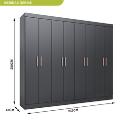 Guarda Roupa Casal 8 Portas 4 Gavetas Paris Espresso Móveis - 4