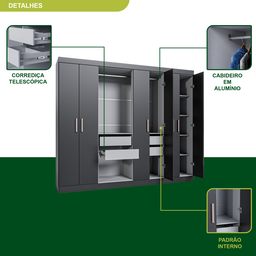 Guarda Roupa Casal 8 Portas 4 Gavetas Paris Espresso Móveis - 8