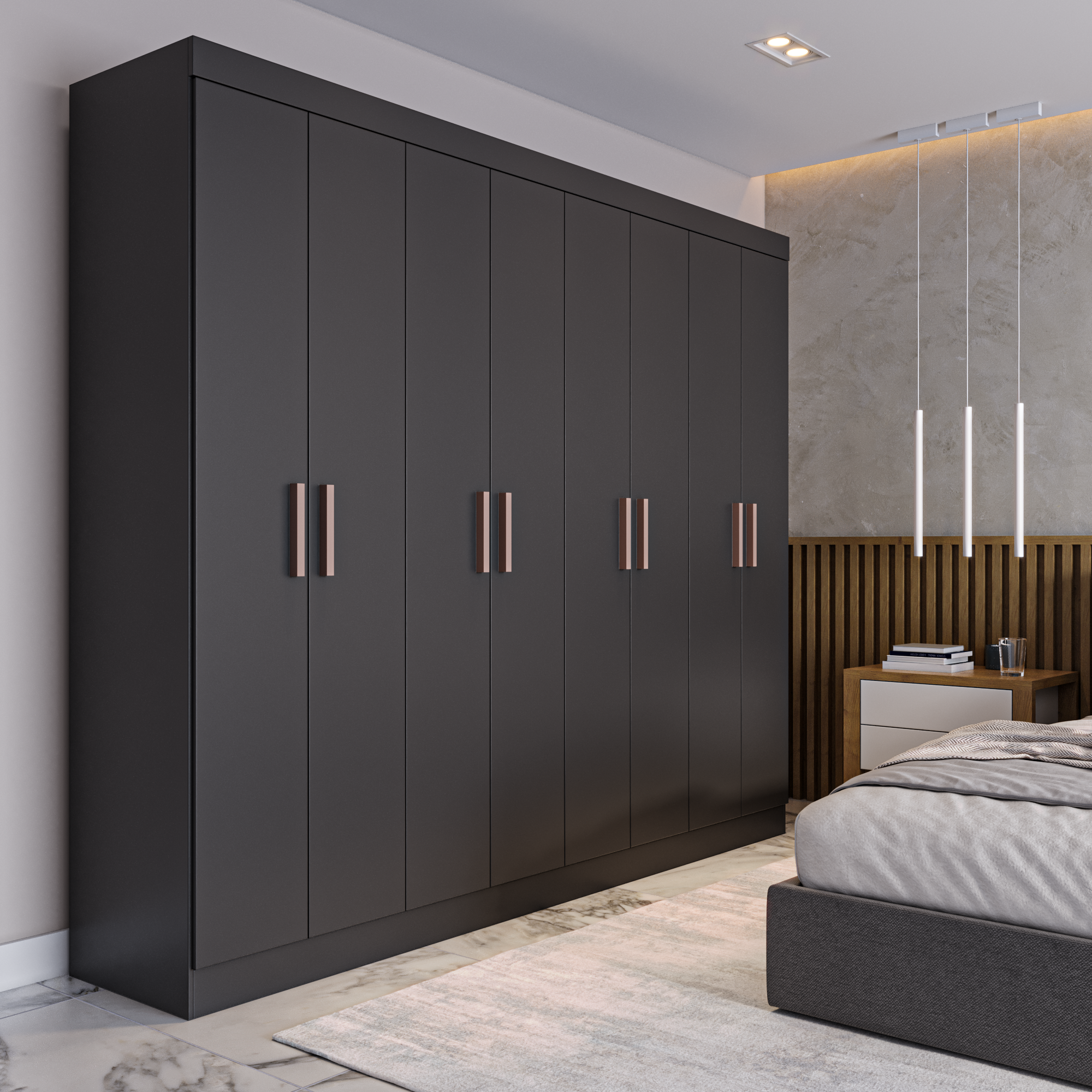 Guarda Roupa Casal 8 Portas 4 Gavetas Paris Espresso Móveis - 1