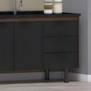 Ver imagem 3 de Gabinete Cozinha 100% Mdf 2 Portas e 3 Gavetas Armário 174cm: Rustico/`preto