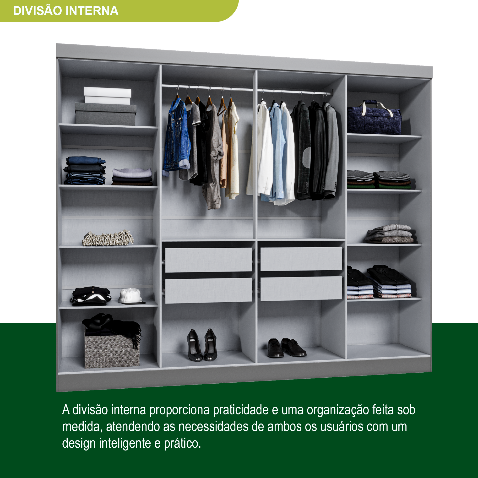 Guarda Roupa Casal 8 Portas 4 Gavetas Paris Espresso Móveis - 12