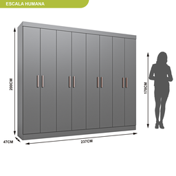 Guarda Roupa Casal 8 Portas 4 Gavetas Paris Espresso Móveis - 5