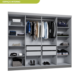 Guarda Roupa Casal 8 Portas 4 Gavetas Paris Espresso Móveis - 2