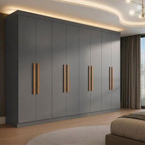 Guarda Roupa Casal 8 Portas 4 Gavetas Paris Espresso Móveis Cinza/Onix
