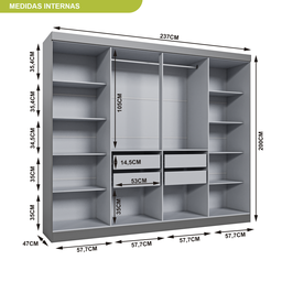 Guarda Roupa Casal 8 Portas 4 Gavetas Paris Espresso Móveis - 6