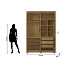 Ver imagem 5 de Guarda-Roupa 2 Portas Flex de Correr 3 Gavetas 100% MDF com Pés Dubai Infinity Marrom/Nature/Fendi