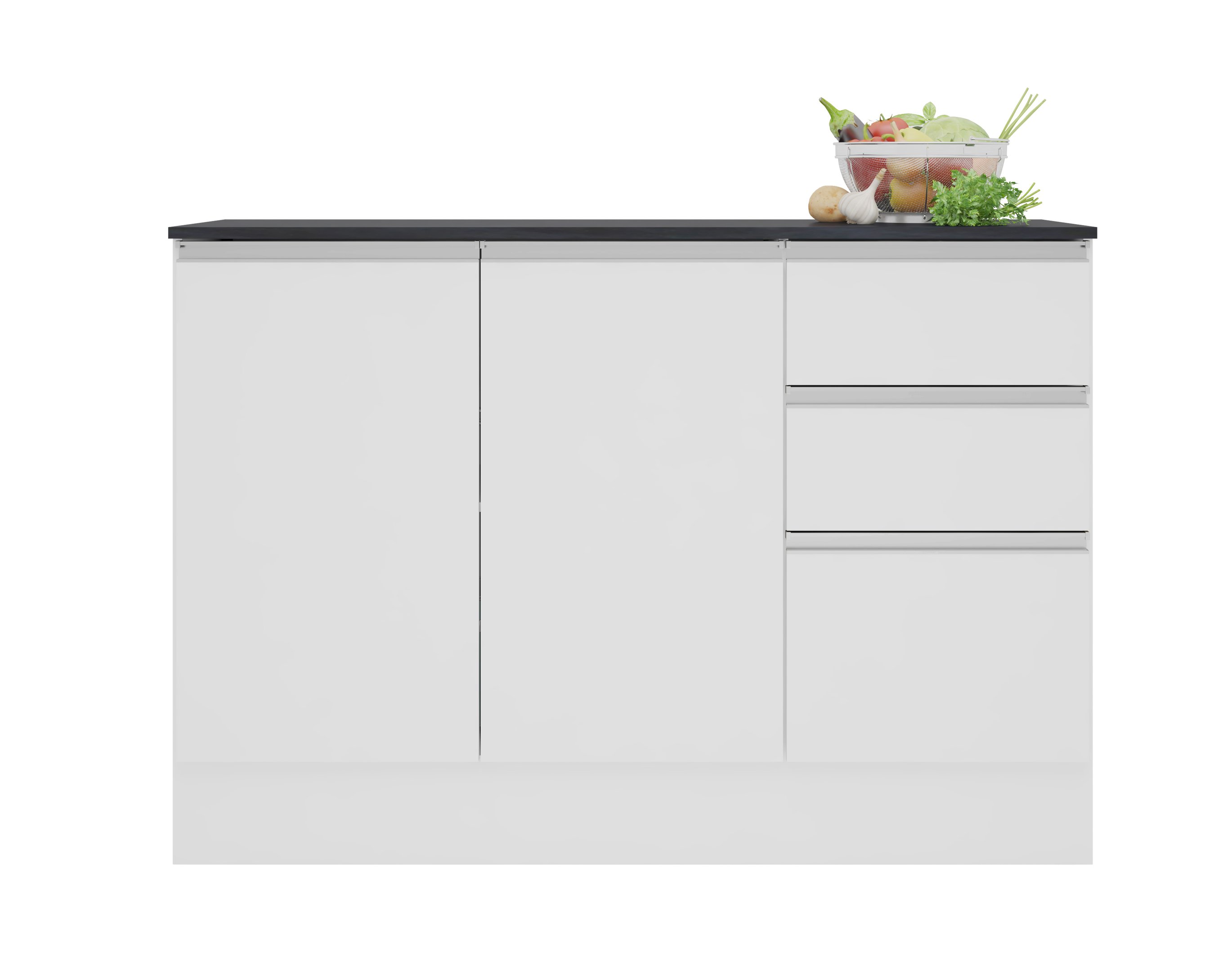 Balcão Paris 3 Portas e 2 Gavetas Premium Estilo Moderno Bancada Cozinha Hall Cor Branco - 4