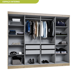 Guarda Roupa Casal 8 Portas 4 Gavetas Paris Espresso Móveis - 2