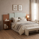 Ver imagem 1 de Cabeceira Torino Casal Queen 100% MDF Ajustável 2 Mesas de Cabeceiras Integrados - Nature/Offwhite