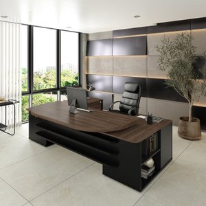 Mesa para Escritório Presidente Tamburato 258.2 cm com 4 Gavetas e 2 Portas