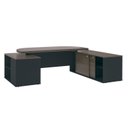 Ver imagem 6 de Escrivaninha Mesa Escritório Presidente Tamburato com e 4 Gavetas 2 Portas 258,2cm Charuto e Preto Artany