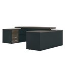Ver imagem 5 de Escrivaninha Mesa Escritório Presidente Tamburato com e 4 Gavetas 2 Portas 258,2cm Charuto e Preto Artany