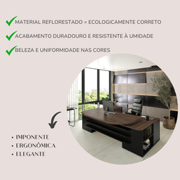 Mesa para Escritório Presidente Tamburato 258.2 cm com 4 Gavetas e 2 Portas - 14