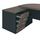 Ver mais imagens de Escrivaninha Mesa Escritório Presidente Tamburato com e 4 Gavetas 2 Portas 258,2cm Charuto e Preto Artany