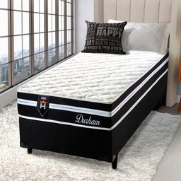 Cama Box Solteiro c/ Molas Ensacadas Durham Preto 88x188x60 - 1 Cama Box Solteiro c/ Molas Ensacadas Durham Preto 88x188x60 - 1