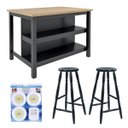 Ver imagem 1 de Bancada gourmet ilha Cozinha+ kit luz+2 Banq. Ditália CD1019 cor:preto