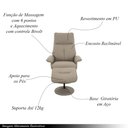 Ver imagem 4 de Poltrona de Massagem Reclinável e Giratória Arizona com Apoio de Pés Pu Fendi G56 - Gran Belo