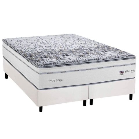 Conjunto Box Queen: Colchão Molas Herval Ensacadas Maxspring C1723 + Base Crc Corano White (158x198