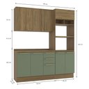 Ver imagem 2 de Armário de Cozinha Modulada Completa Reta 4 Peças 1,90m Botanic Kappesberg - Nogueira/Verde Oliva