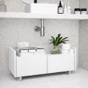 Ver imagem 1 de Balcão Gabinete de Banheiro com Rodízio Branco Minimalista 60cm