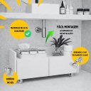 Ver imagem 3 de Balcão Gabinete de Banheiro com Rodízio Branco Minimalista 60cm
