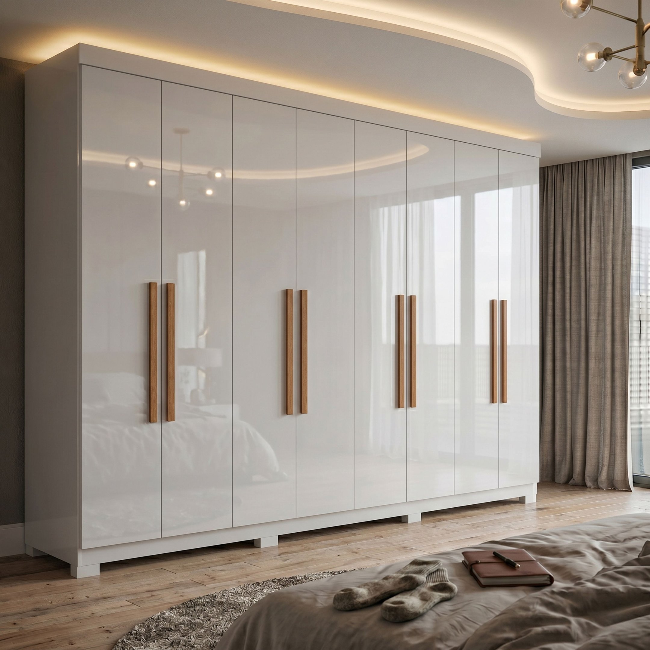 Guarda Roupa Casal 8 Portas 4 Gavetas com Pés Paris Espresso