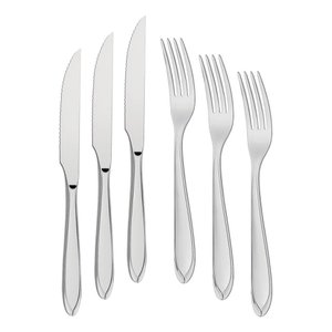Kit - Jogo de Faca e Garfo Luxo Laguna 24 Peças em Aço Inox Itop - Tramontina