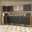 Ver imagem 1 de Armário de Cozinha Completa de Canto 357cm Rustic/Preto Emilly Jazz Madesa 02