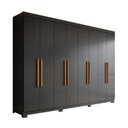 Ver imagem 2 de Guarda Roupa Casal 8 Portas 4 Gavetas com Pés Paris Espresso Móveis Preto