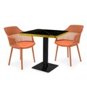 Ver imagem 1 de Conjunto Mesa de Jantar Quadrada Venezia 70x70cm Preta com 2 Cadeiras Estofadas Marcela - Marrom