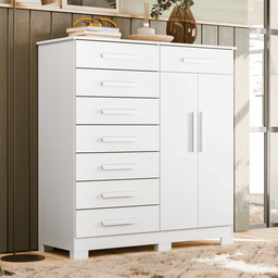 Cômoda Verona Albatroz 2 Portas e 8 Gavetas com Cabideiro:branco - 3