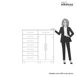 Cômoda Verona Albatroz 2 Portas e 8 Gavetas com Cabideiro:branco - 6