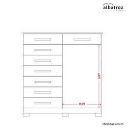 Cômoda Verona Albatroz 2 Portas e 8 Gavetas com Cabideiro:branco - 5