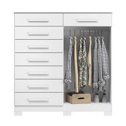 Cômoda Verona Albatroz 2 Portas e 8 Gavetas com Cabideiro:branco - 2