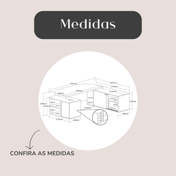 Mesa para Escritório Presidente Tamburato 258.2 cm com 4 Gavetas e 2 Portas - 9