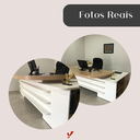 Ver mais imagens de Escrivaninha Mesa Escritório Presidente Tamburato com e 4 Gavetas 2 Portas 258,2cm Carvalho E Branco