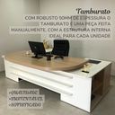 Ver imagem 5 de Escrivaninha Mesa Escritório Presidente Tamburato com e 4 Gavetas 2 Portas 258,2cm Carvalho e Branco Artany