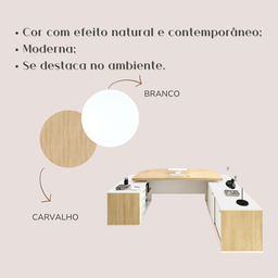 Mesa para Escritório Presidente Tamburato 258.2 cm com 4 Gavetas e 2 Portas - 6