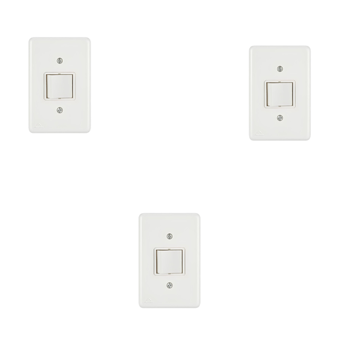 Kit 3 Interruptor Tecla Bipolar Paralelo 10a C/placa Blux